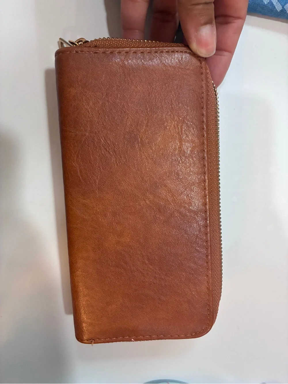 Women's Tan Leather Zip Wallet - Sleek Everyday Organizer